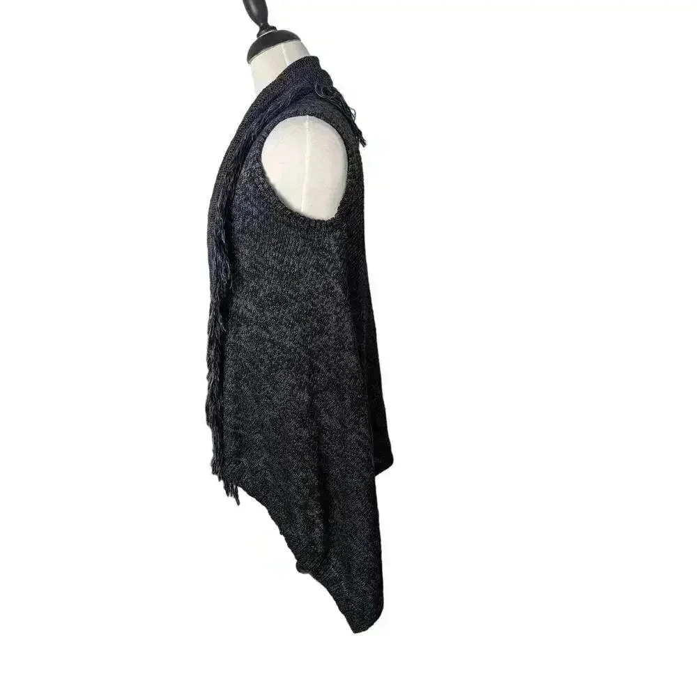 Mossimo Supply Co. Open Front Knit Fringe Vest Cardigan - Charcoal Black - Picture 5 of 8
